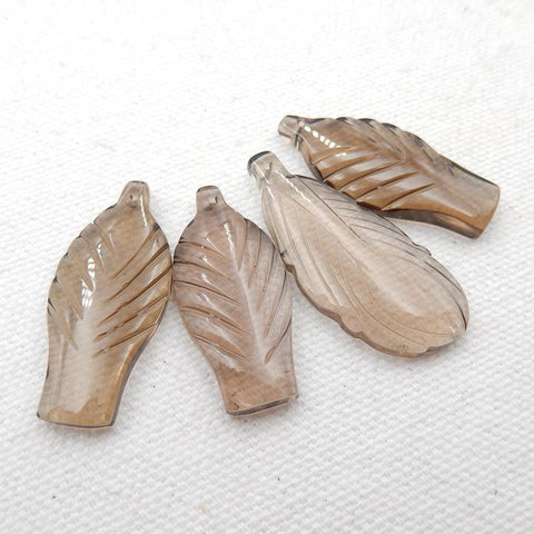 Sale 4 Pcs Smoky Quartz Gemstone Pendants Set, 30x14x4mm, 35x15x4mm, 12.3g