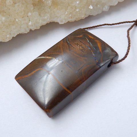 Natural Boulder opal Drilled Rectangle Gemstone Pendant Bead, 37x23x11mm, 20g - MyGemGarden