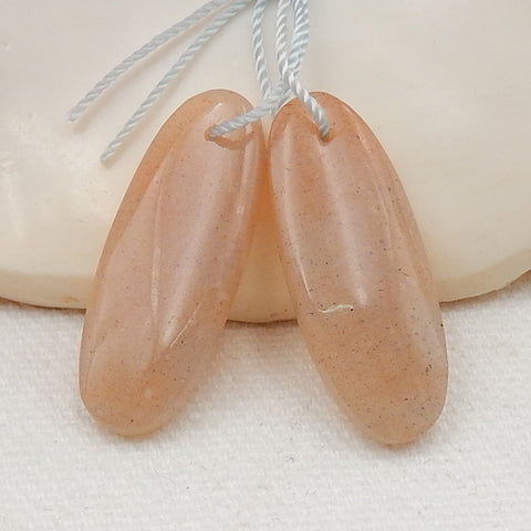 Sunstone Earrings Stone Pair, stone for earrings making, 28x11x5mm, 4.6g - MyGemGarden