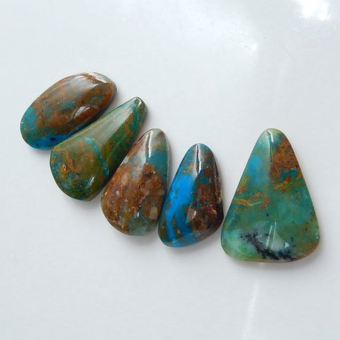 5 pcs Natural Blue Opal Gemstone Cabochons, 31x23x4mm, 26x15x6mm, 16.6g - MyGemGarden