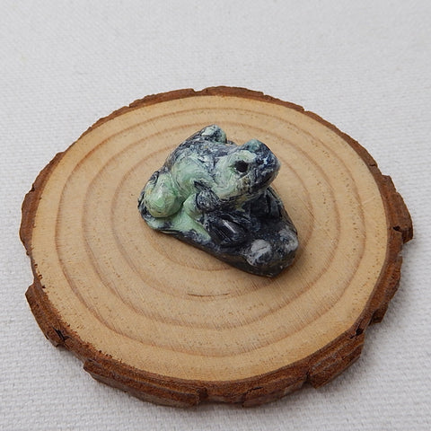 Natural Stone Green Tuquoise Carved Frog Amimal Cabochon, 32x25x19mm, 9.8g - MyGemGarden