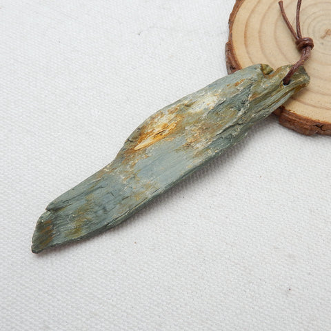 Raw Wood Fossil Gemstone Pendant, Necklace Pendant, 90x23x6mm, 18.5g - MyGemGarden