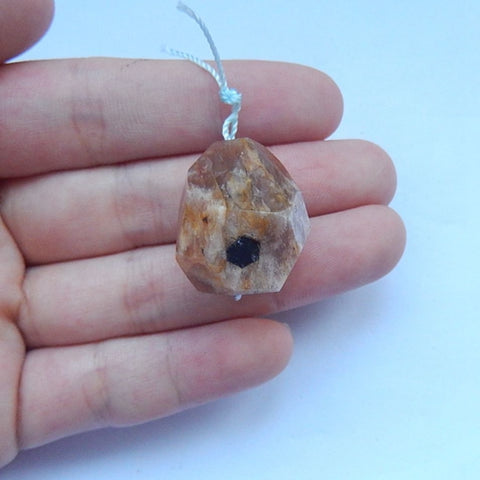 Natural Sunstone Gemstone, Faceted Pendsnt, 22x15mm, 9.4g - MyGemGarden