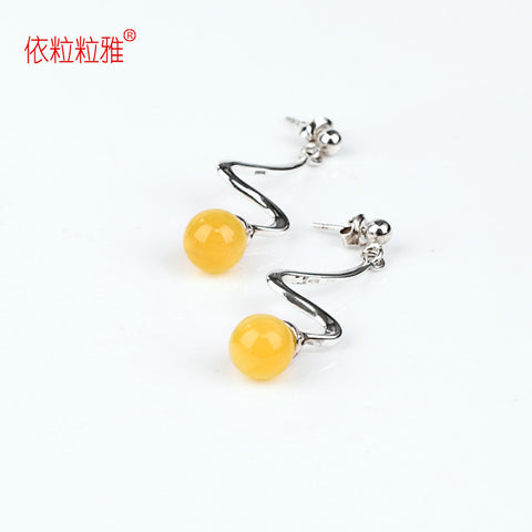 Natural Beeswax Silver Earrings, 925 Sterling Silver Findings, 5.2g - MyGemGarden