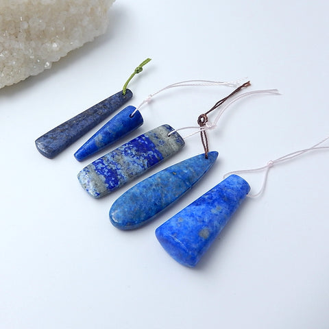 5 Pcs Natural Lapis Lazuli Pendant Beads - MyGemGarden