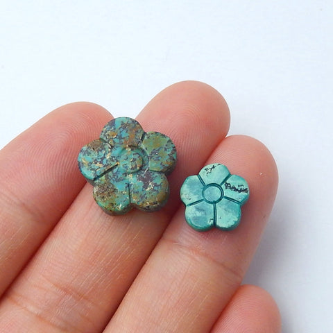 2pcs Natural Turquoise Gemstone Cabochons, 14x5mm, 10x2mm, 1.9g - MyGemGarden