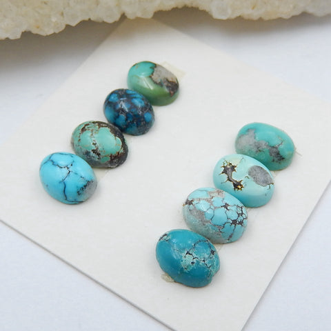 8 PCS Natural Oval Turquoise Gemstone Cabochons, 8x5x3mm, 2.7g - MyGemGarden