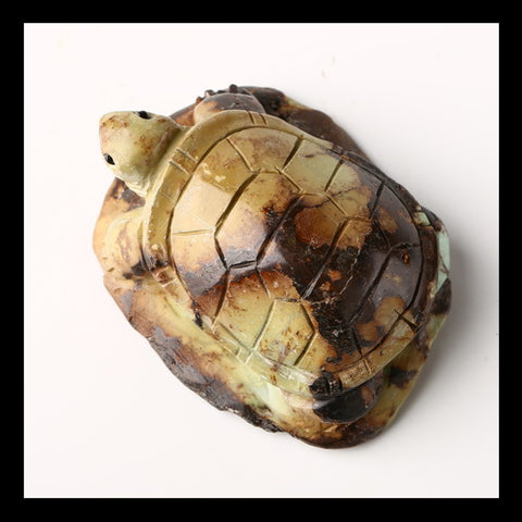 Turquoise Gemstone Turtle Carved Ornament, 51x38x23mm, 60g - MyGemGarden