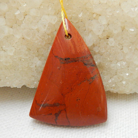 Natural Red River Jasper Drilled Gemstone Pendant Bead, 37x26x6mm, 8.2g - MyGemGarden