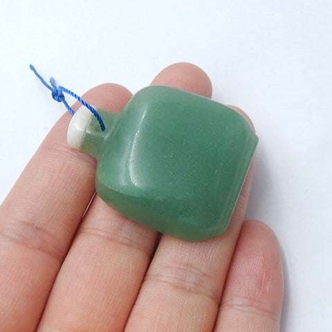 Natural Green Aventurine Pendant Bead 37x30x8mm, 14.4g