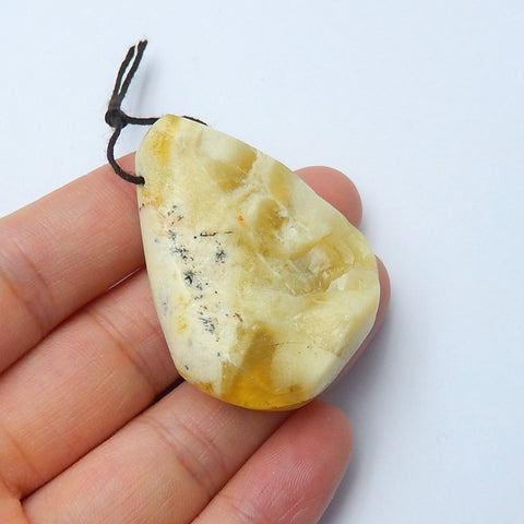 Natural Yellow opal Drilled Teardrop Pendant Bead, 42x30x14mm, 16.5g - MyGemGarden