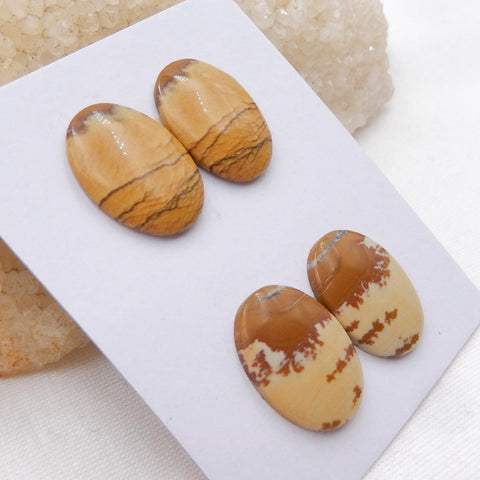 2 Pair Us Biggs Jasper Oval Gemstone Cabochon, 20x15x3mm, 7.1g