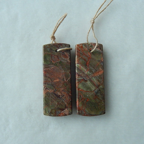 Natural Chohua Jasper Driiled Earrings Pair 34x13x4mm,8.0g - MyGemGarden