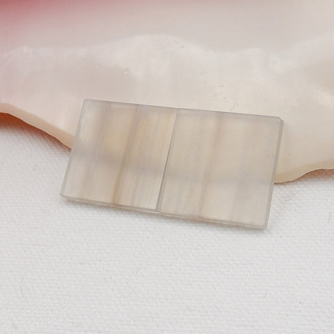 Natural Stripped Agate Banded Agate Square Gemstone Cabochon Pair, 23x23x3mm, 7.6g - MyGemGarden