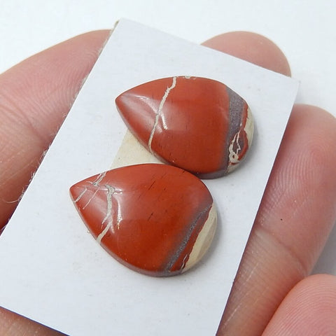 Natural Red River Jasper Teardrop Gemstone Cabochons Pairs, 16x12x4mm, 2.4g - MyGemGarden