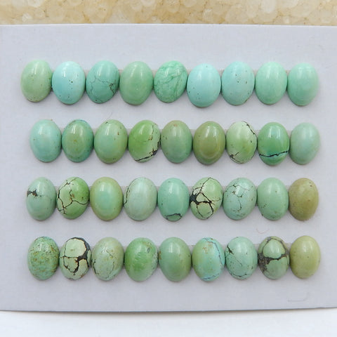 36 PCS Natural Oval Turquoise Gemstone Cabochons, 8x6x4mm, 8.4g - MyGemGarden