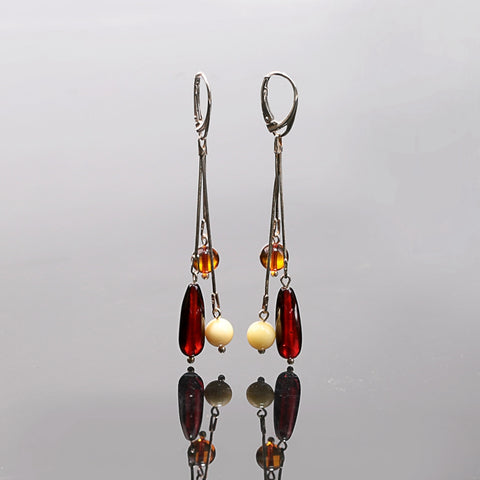 2018 New Design Hot Sale 925 Silver with Natural Amber Gemstone Earrings 5.3g - MyGemGarden