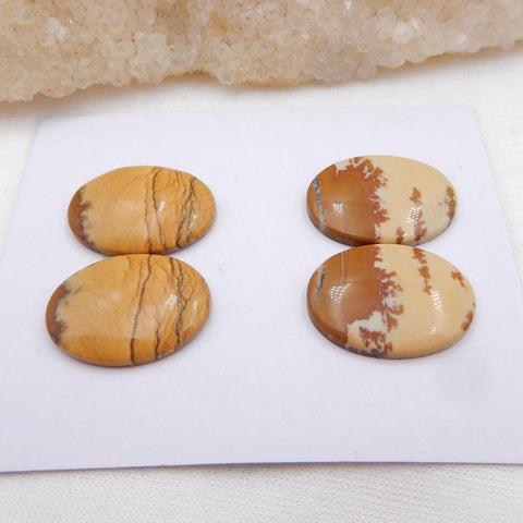 2 Pair Us Biggs Jasper Oval Gemstone Cabochon, 20x15x3mm, 7.1g