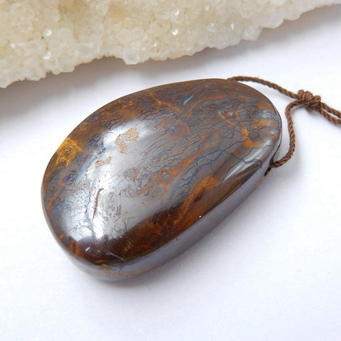 Natural Boulder opal Drilled Gemstone Pendant Bead, 38x25x12mm, 20.8g - MyGemGarden