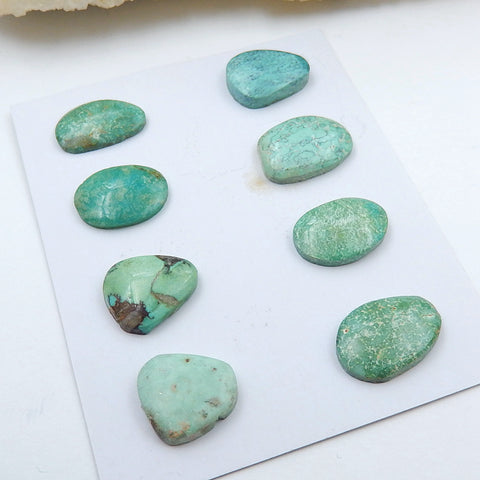 8 PCS Natural Turquoise Flatback Gemstone Cabochon, 14x11x4mm, 12x11x3mm, 6.6g - MyGemGarden