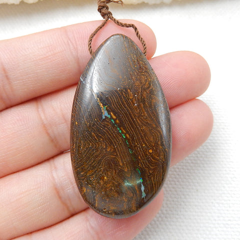 New, Natural Boulder opal Drilled Teardrop Gemstone Pendant Bead, 43x24x9mm, 14.6g - MyGemGarden