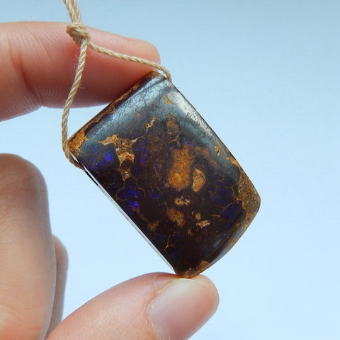 Natural Boulder opal Drilled Gemstone Pendant Bead, 33x20x10mm, 13g - MyGemGarden