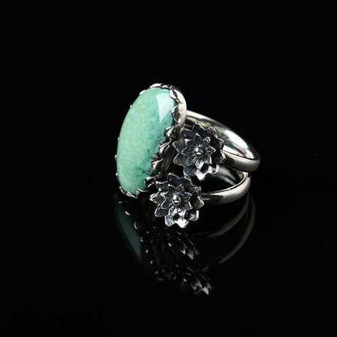 turquoise Ring handmade customizable Ring, silver ring Gift For Her, 20x16x3mm, 7.48g - MyGemGarden