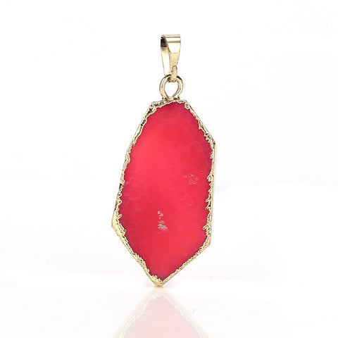 New! Gold Plated Crystal cluster Stone pink Pendant Jewelry for Women, 35x19x7mm, 6.4g - MyGemGarden