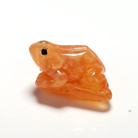 Hot !! Natural Red Agate Carved Frog Cabochon, 26x17x15mm, 8.8g - MyGemGarden