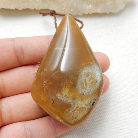 Natural Yellow Opal Gemstone Pendant, Natural Stone Jewelry, 58x38x21mm, 48.2g - MyGemGarden