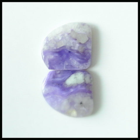 Natural Sugilite Gemstone Cabochon Pair, 12x11x3mm, 2.0g - MyGemGarden