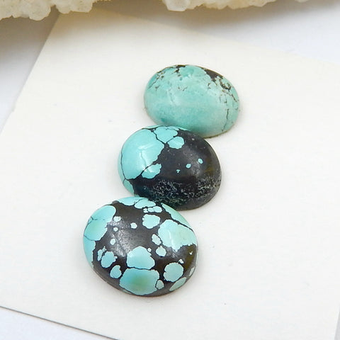 3 PCS Natural Oval Turquoise Gemstone Cabochons, 12x9x4mm, 2.4g - MyGemGarden