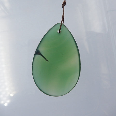 Green Agate Gemstone Natural Pendant Bead, 42x28x7mm, 11.76g - MyGemGarden