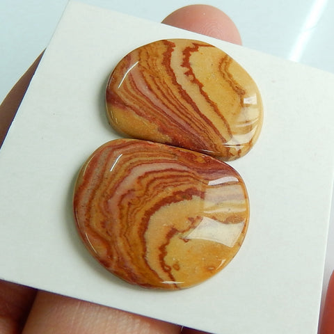 Natural Us Biggs Jasper Gemstone Cabochon pair, 20x17x3mm, 3.4g - MyGemGarden