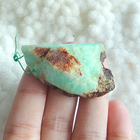 NEW, Drusy Chrysoprase Gemstone Fashion Pendant Bead 46x27x15mm 20.8g - MyGemGarden