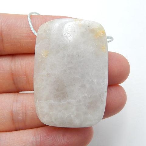 Drusy Geode Gemstone Quartz With Prehnite Pendant Bead, Healing Stone, 37x25x12mm, 18.3g - MyGemGarden