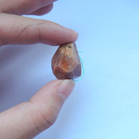 Natural Sunstone Gemstone, Faceted Pendsnt, 22x15mm, 9.4g - MyGemGarden