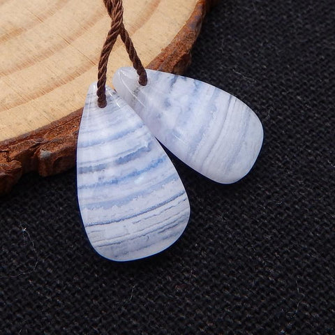 Blue Lace Agate Teardrop Earrings Stone Pair, stone for earrings making, 18x10x4mm, 2.3g