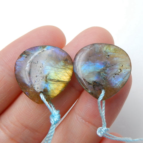 Natural Labradorite Teardrop Earrings Pair, stone for Earrings making, 18x3mm, 3.3g - MyGemGarden