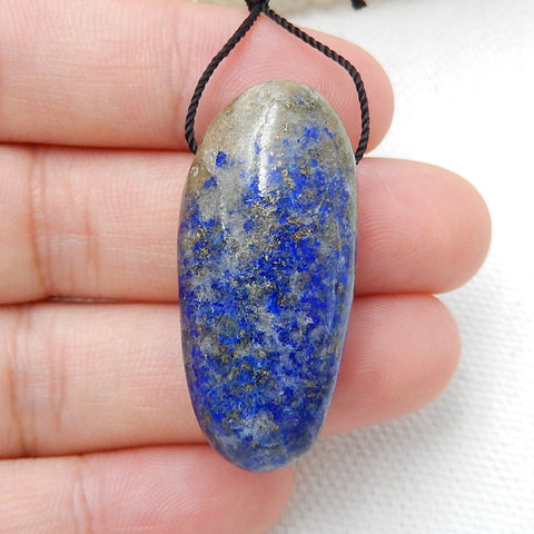 Natural Lapis Lazuli Drilled Gemstone Pendant Bead, 35x10x12mm, 10.7g - MyGemGarden