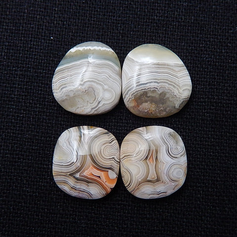 2 Pairs Natural Agate cabochon, Crazy Lace Rosetta Stone Gemstone Cabochon Pair, 15x14x4mm, 6.2g - MyGemGarden