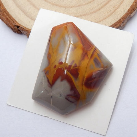 Natural fire picture jasper Gemstone Cabochon, 32x26x11mm, 13.63g - MyGemGarden