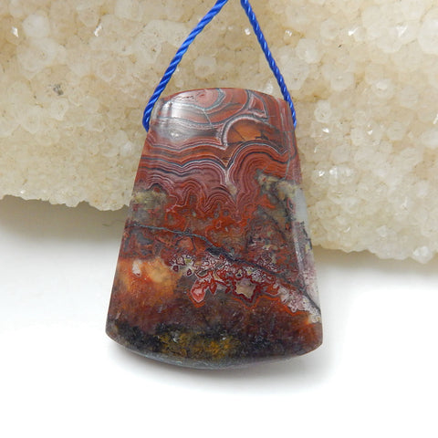 Natural Crazy Lace Agate Pendant Bead, 35x27x9mm, 15.3g - MyGemGarden