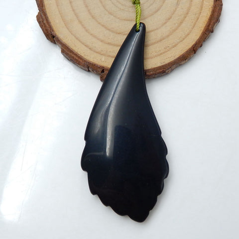 Carved Obsidian Drilled Pendant Bead, 67x29x6mm, 15.3g - MyGemGarden