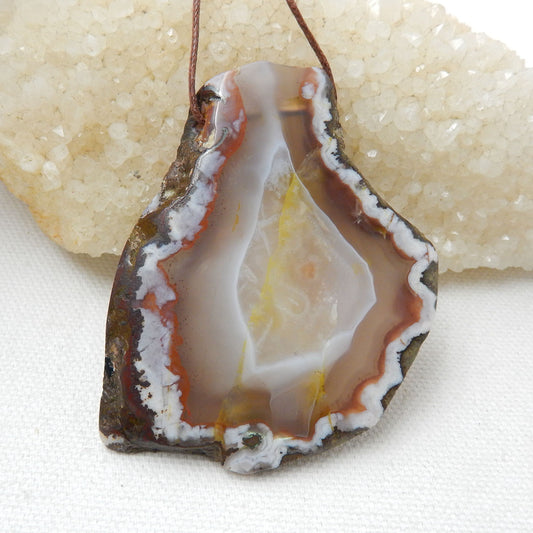 Nugget Agate Gemstone Pendant Stone, 69x53x8mm, 43g - MyGemGarden