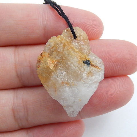 Natural Gold Rutilated Quartz Gemstone Pendant Bead, 29x20x11mm, 6.3g - MyGemGarden