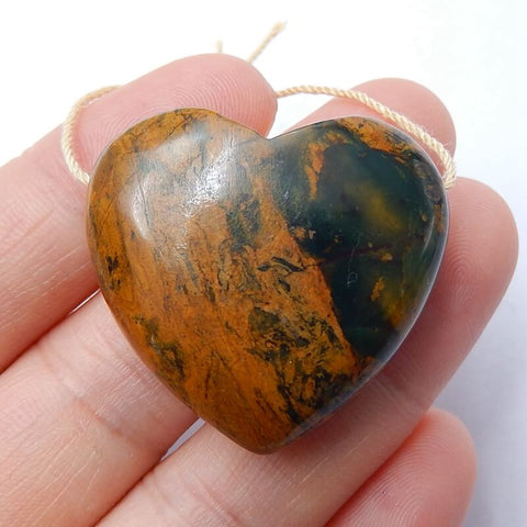 New design Green opal Drilled Heart Gemstone Pendant Bead, 30x28x12mm, 15.5g - MyGemGarden