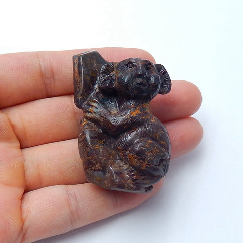 New Design Green Opal Carved Koala Gemstone Decoration, 49x31x20mm, 38.4g - MyGemGarden