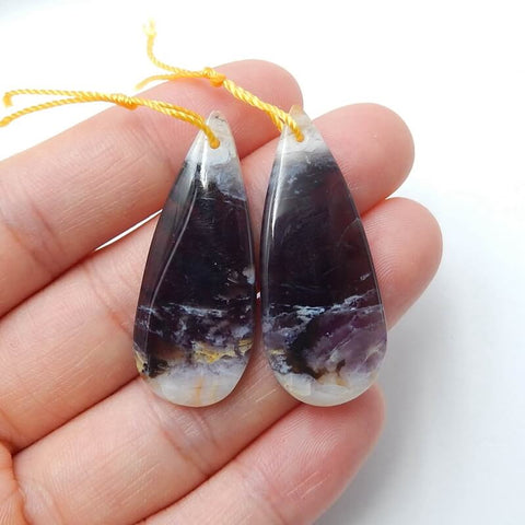 Natural Opalised Tiffany Stone Teardrop Earrings Pair, stone for Earrings making, 34x12x4mm, 7.0g - MyGemGarden