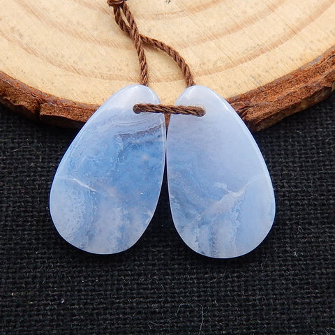 Natural Blue Lace Agate Earring Beads 18x10x4mm, 2.3g